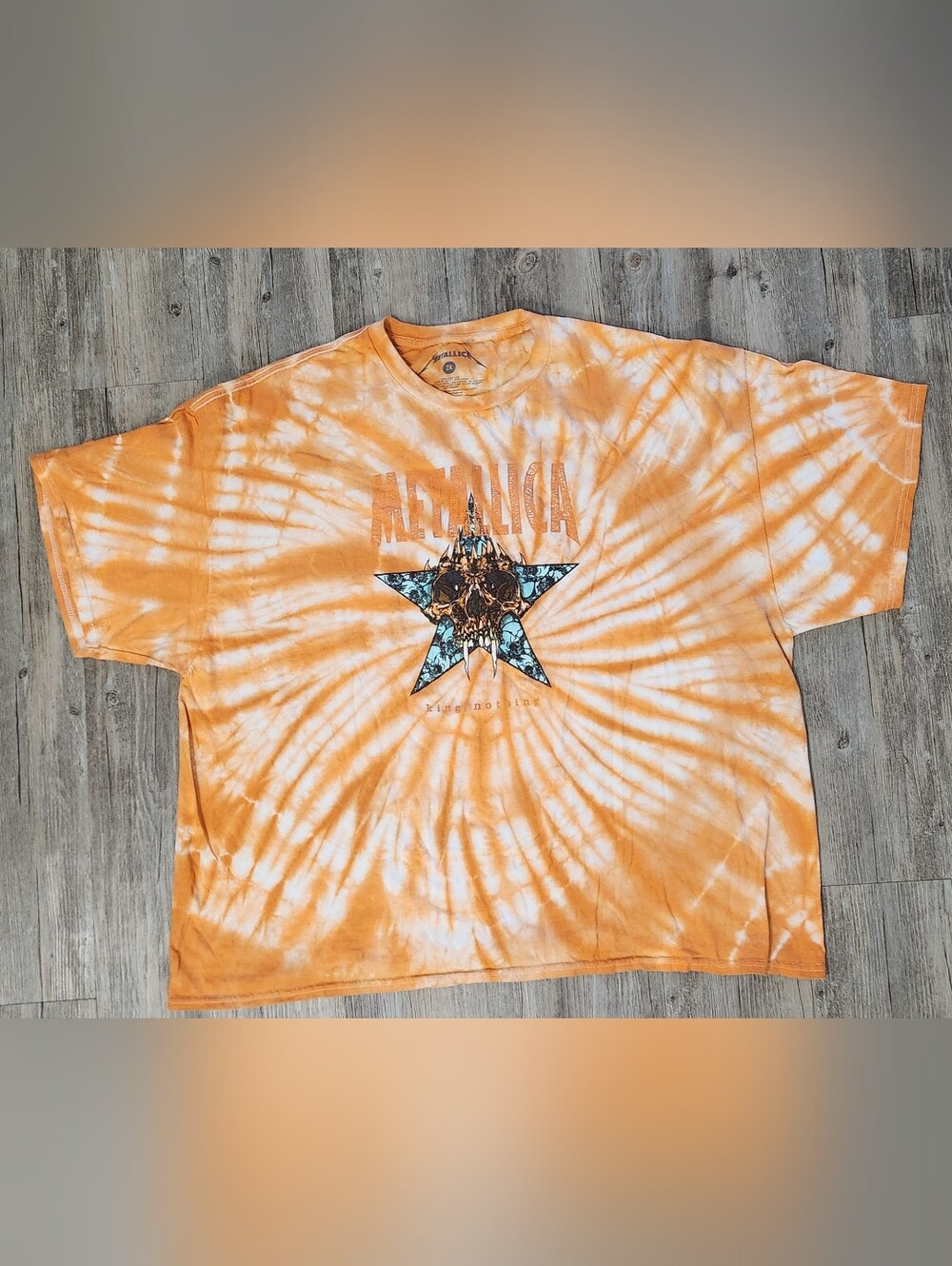Metallica Shirt Mens Orange Tie Dye King Nothing Skull Graphic Band Tee 2XL